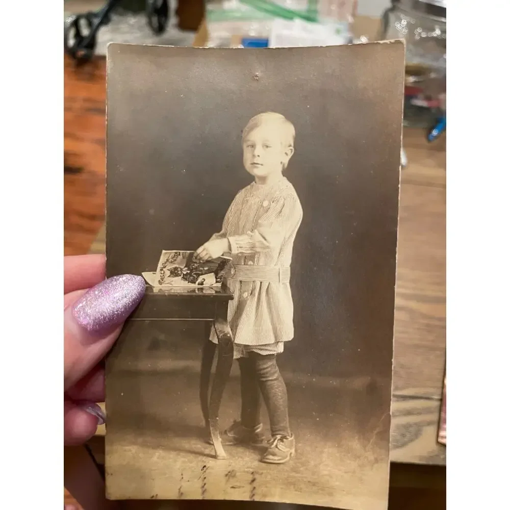 Antique Real Photo Postcard Lot 4 RPPC Children Homes Family Unused c1905-1920